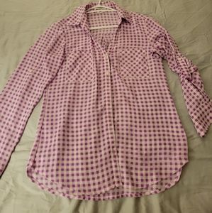 Purple gingham button down shirt Express Size small